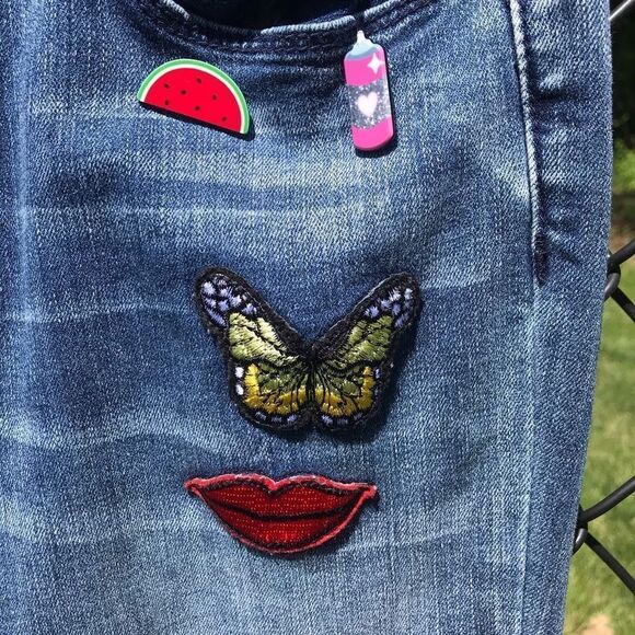 Rocks & Indigo hi-rise skinny jeans with  patches - Picture 5 of 11